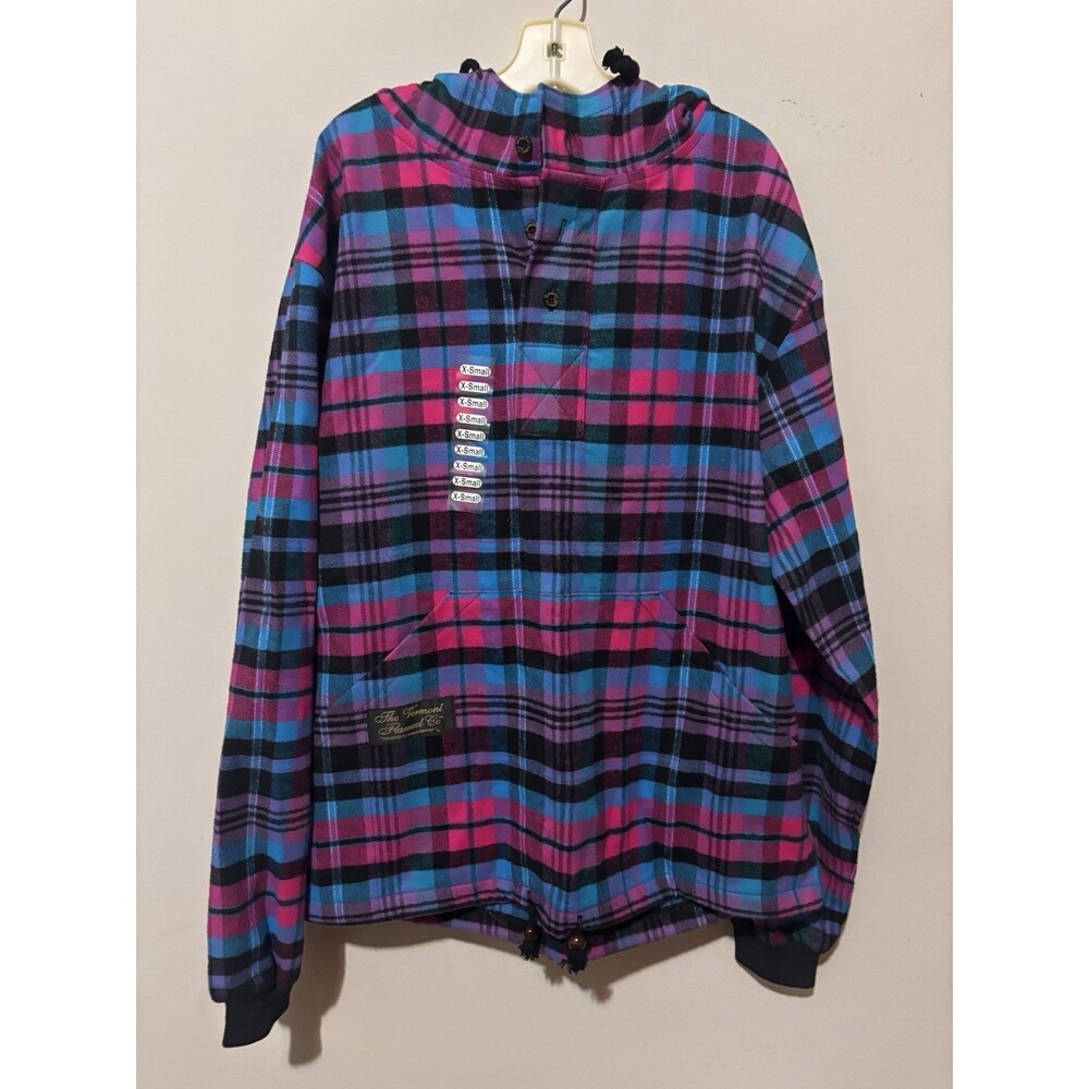 The Vermont Flannel Co Hoodie Pullover Shirt Mens Xs Plaid Pocket Acxademia USA